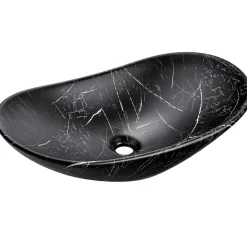 Garnero Arredamenti Lavabi Bagno-Lavabo bagno da appoggio 61x36cm ceramica nero Spuky