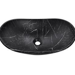 Garnero Arredamenti Lavabi Bagno-Lavabo bagno da appoggio 61x36cm ceramica nero Spuky