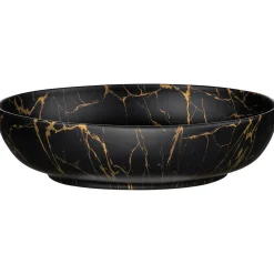 Garnero Arredamenti Lavabi Bagno-Lavabo bagno da appoggio 52x40cm ceramica nero oro Limpid