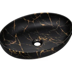 Garnero Arredamenti Lavabi Bagno-Lavabo bagno da appoggio 52x40cm ceramica nero oro Limpid