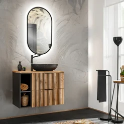 Garnero Arredamenti Lavabi Bagno-Lavabo bagno da appoggio 52x40cm ceramica nero oro Limpid