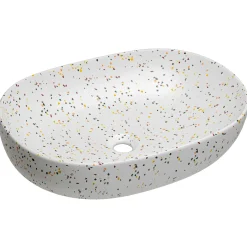 Garnero Arredamenti Lavabi Bagno-Lavabo bagno da appoggio 60x42cm ceramica bianco Pollok