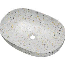 Garnero Arredamenti Lavabi Bagno-Lavabo bagno da appoggio 60x42cm ceramica bianco Pollok