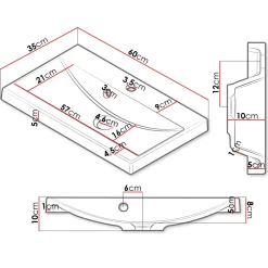 Garnero Arredamenti Lavabi Bagno-Lavabo bagno da incasso 60x35cm conglomerato bianco Bolla