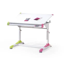 Garnero Arredamenti Scrivanie Per Ragazzi-Lavagna per bambini regolabile 100x84cm bianco verde/rosa Michigan