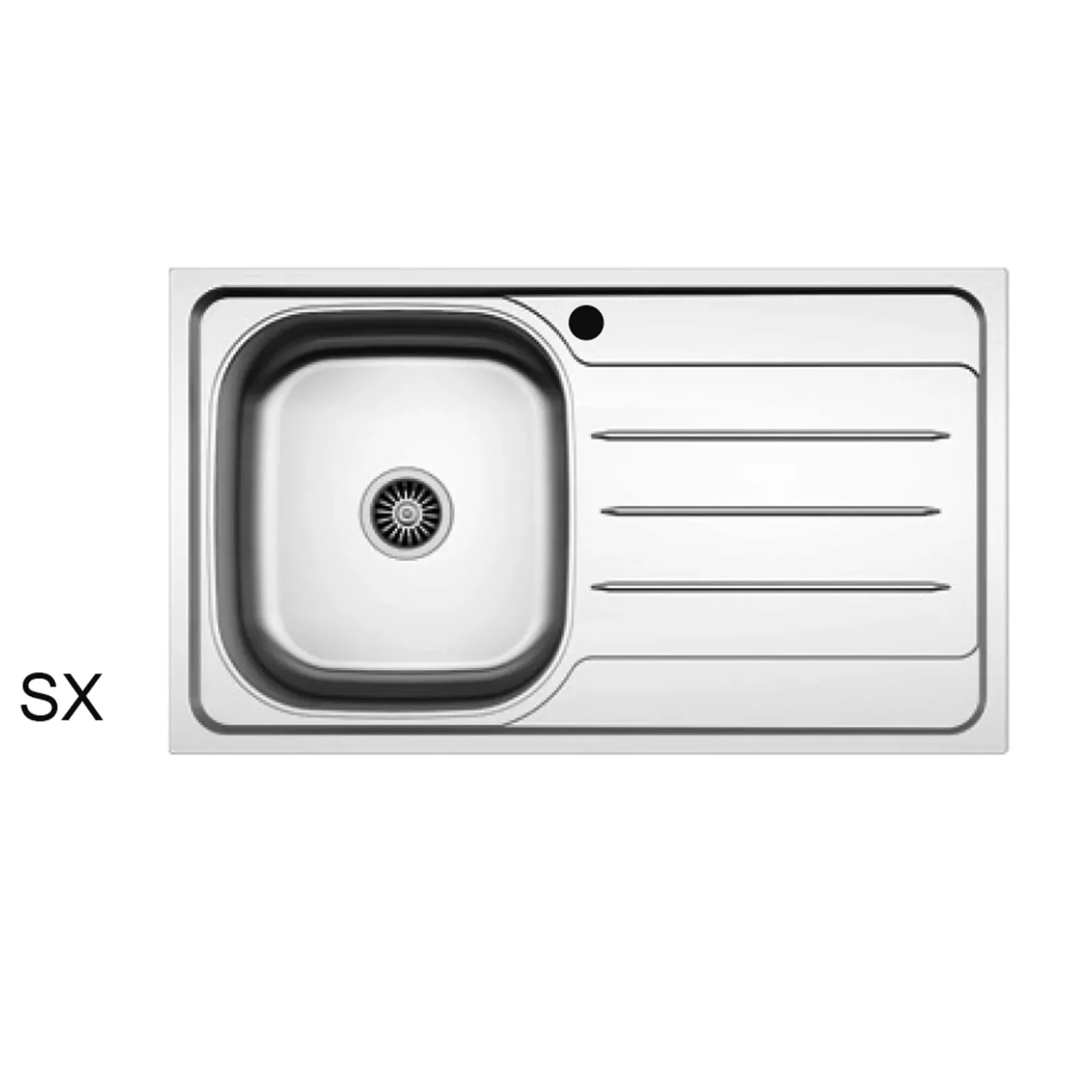 Garnero Arredamenti Elettrodomestici-Lavello da incasso 79x50cm 1 vasca sinistra acciaio inox con gocciolatoio Asilcrome