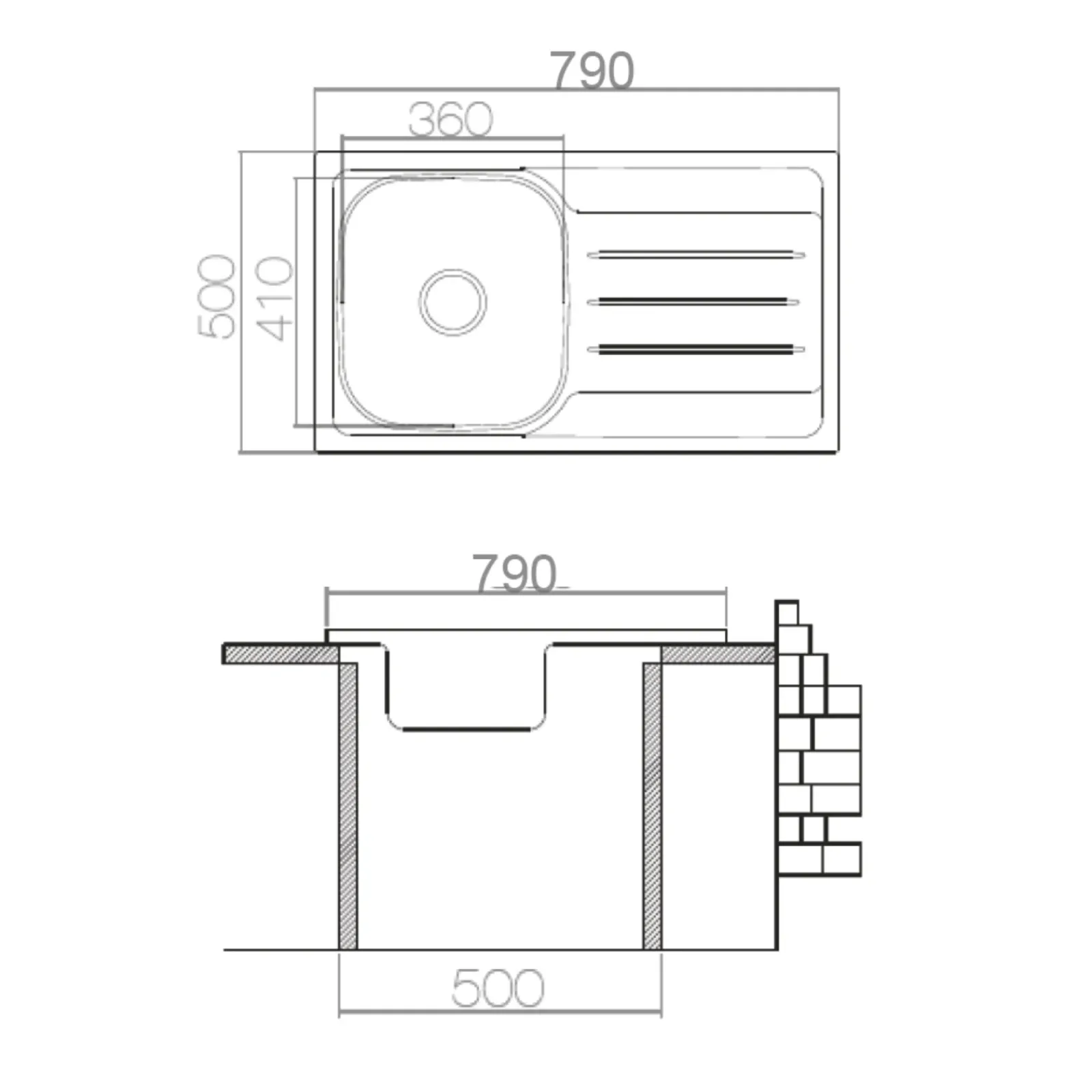 Garnero Arredamenti Elettrodomestici-Lavello da incasso 79x50cm 1 vasca sinistra acciaio inox con gocciolatoio Asilcrome