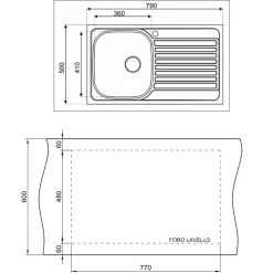 Garnero Arredamenti Elettrodomestici-Lavello da incasso 79x50cm 1 vasca sinistra acciaio inox con gocciolatoio Asilcrome