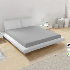 Garnero Arredamenti Set Lenzuola|Set Lenzuola-Lenzuolo francese con angoli in cotone bio 140x200cm grigio Rolla