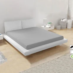 Garnero Arredamenti Set Lenzuola|Set Lenzuola-Lenzuolo oversize con angoli in cotone bio 180x200cm grigio Rolla