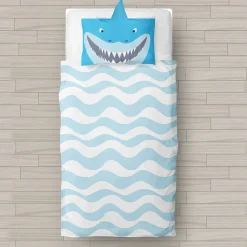 Garnero Arredamenti Set Lenzuola|Set Lenzuola-Lenzuolo sopra + federa letto singolo da bambino in cotone squalo Mojave