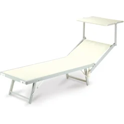 Garnero Arredamenti Lettini Da Giardino-Lettino da giardino 59x186cm in textilene Malaga Beige