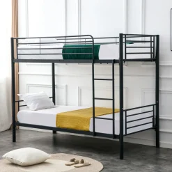 Garnero Arredamenti Letti A Castello|Letti A Castello-Letto a castello con 2 letti singoli 90x200cm nero Rodin