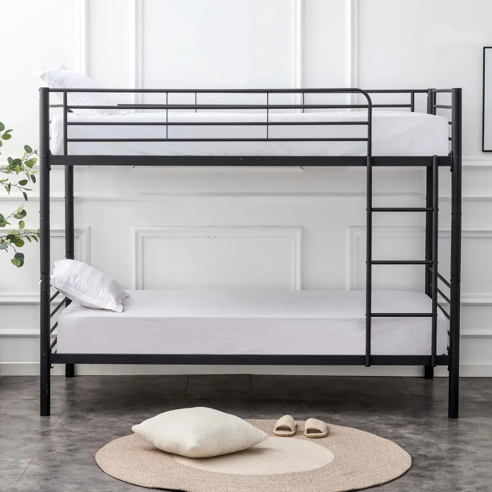 Garnero Arredamenti Letti A Castello|Letti A Castello-Letto a castello con 2 letti singoli 90x200cm nero Rodin