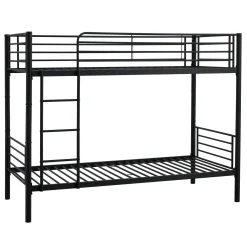 Garnero Arredamenti Letti A Castello|Letti A Castello-Letto a castello con 2 letti singoli 90x200cm nero Rodin