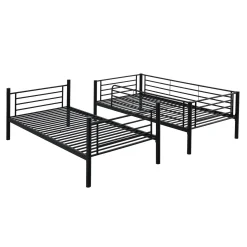 Garnero Arredamenti Letti A Castello|Letti A Castello-Letto a castello con 2 letti singoli 90x200cm nero Rodin