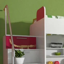 Garnero Arredamenti Letti A Castello|Letti A Castello-Letto a castello per bambini 254x120cm bianco rosa Enrico Gihome® Bianco Lucido - Rosa