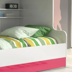 Garnero Arredamenti Letti A Castello|Letti A Castello-Letto a castello per bambini 254x120cm bianco rosa Enrico Gihome® Bianco Lucido - Rosa