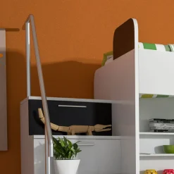 Garnero Arredamenti Letti A Castello|Letti A Castello-Letto a castello per bambini 254x120cm bianco nero Enrico Gihome® Bianco Lucido - Nero Lucido