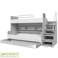 Garnero Arredamenti Letti A Castello|Letti A Castello-Letto a castello per bambini 254x120cm bianco nero Enrico Gihome® Bianco Lucido - Nero Lucido