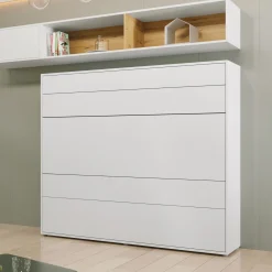 Garnero Arredamenti Letti A Scomparsa|Letti Matrimoniali-Letto a scomparsa orizzontale 160x200 cm matrimoniale bianco Camelio