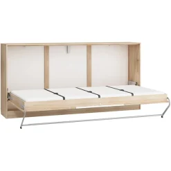 Garnero Arredamenti Letti Per Cameretta|Letti A Scomparsa-Letto a scomparsa orizzontale 90x200cm singolo rovere blu Alvin Gihome® Rovere - Blu