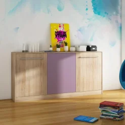 Garnero Arredamenti Letti A Scomparsa|Letti Singoli-Letto a scomparsa orizzontale 90x200cm singolo rovere rosa Alvin Gihome® Rovere - Rosa