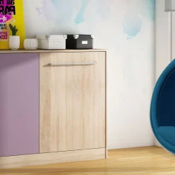 Garnero Arredamenti Letti A Scomparsa|Letti Singoli-Letto a scomparsa orizzontale 90x200cm singolo rovere rosa Alvin Gihome® Rovere - Rosa