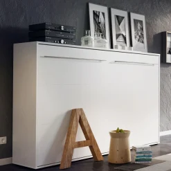 Garnero Arredamenti Letti A Scomparsa|Letti Piazza E Mezza-Letto a scomparsa orizzontale 120x200 cm una piazza e mezza bianco Chimera