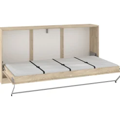 Garnero Arredamenti Letti A Scomparsa|Letti Singoli-Letto a scomparsa orizzontale 90x200cm singolo rovere chiaro beige sabbia Alvin Gihome® Rovere - Beige