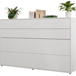 Garnero Arredamenti Letti A Scomparsa|Letti Piazza E Mezza-Letto a scomparsa orizzontale 120x200 cm una piazza e mezza bianco Camelio