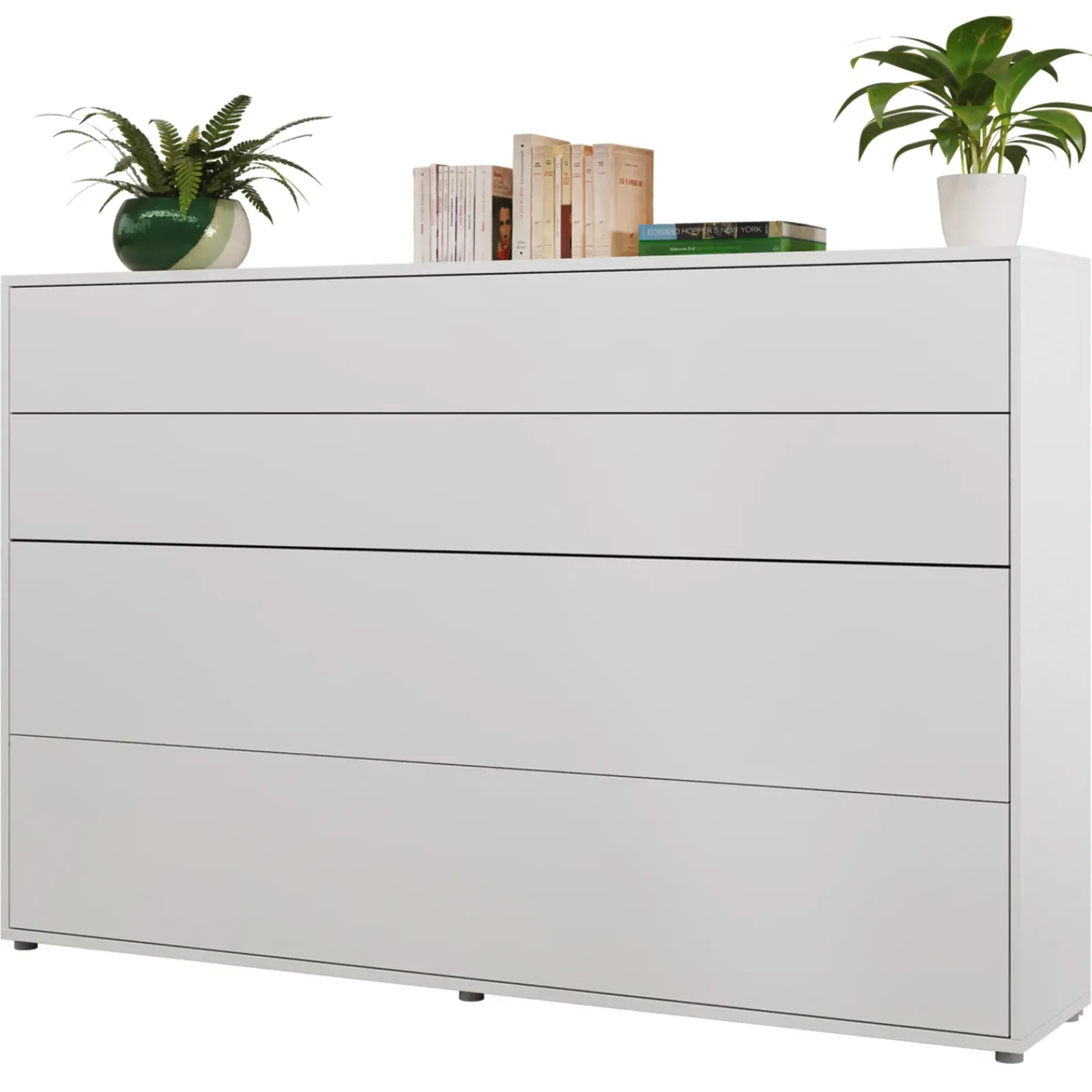 Garnero Arredamenti Letti A Scomparsa|Letti Piazza E Mezza-Letto a scomparsa orizzontale 120x200 cm una piazza e mezza bianco Camelio