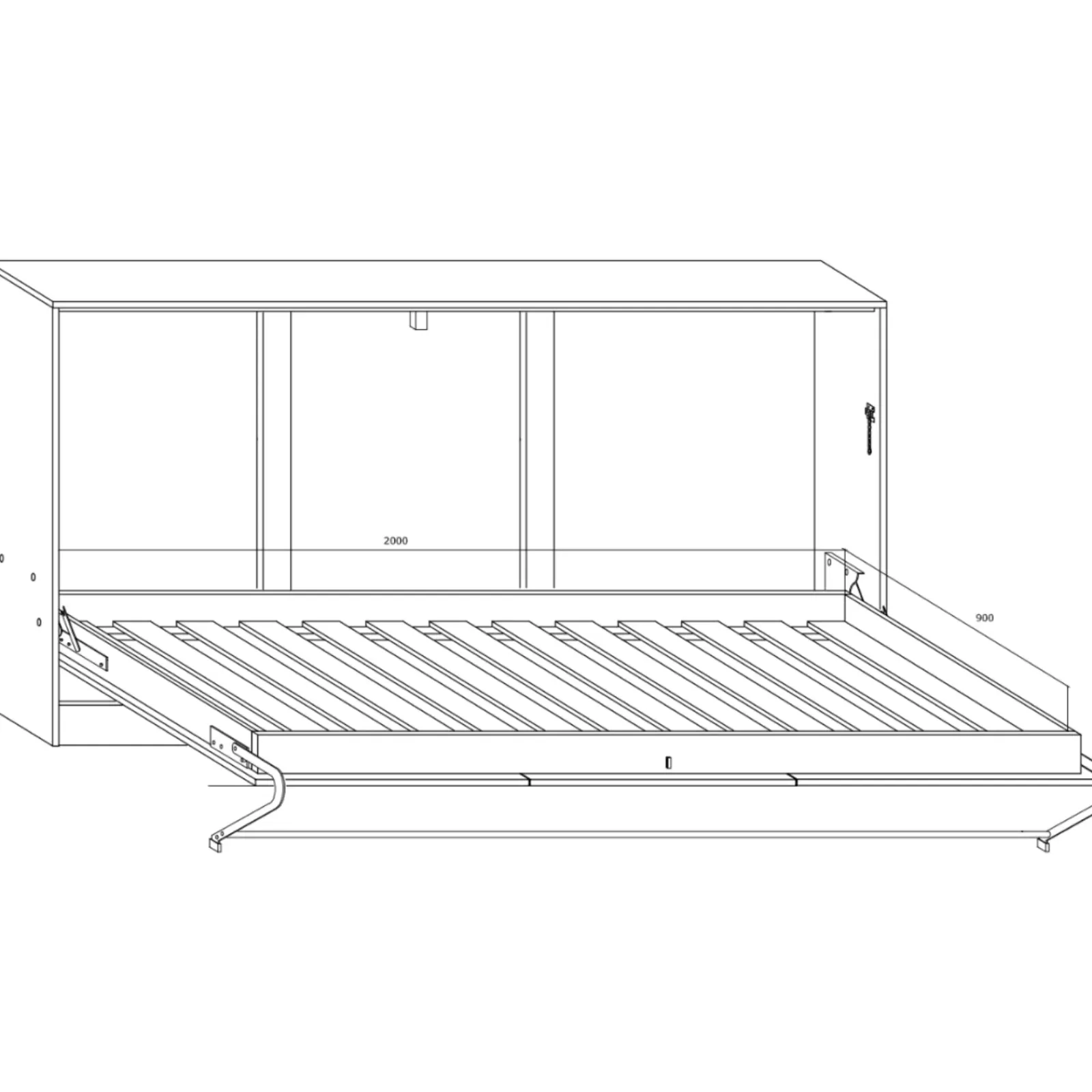 Garnero Arredamenti Letti A Scomparsa|Letti Singoli-Letto a scomparsa orizzontale 90x200cm singolo rovere bianco Alvin Gihome® Rovere - Bianco opaco