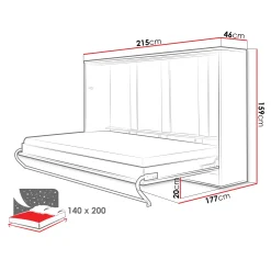 Garnero Arredamenti Letti A Scomparsa|Letti Alla Francese-Letto a scomparsa orizzontale 140x200 cm alla francese bianco Chimera