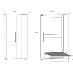 Garnero Arredamenti Letti A Scomparsa|Letti Singoli-Letto a scomparsa verticale 90x200cm singolo bianco pino Calvin Gihome® Bianco Frassinato