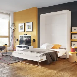 Garnero Arredamenti Letti A Scomparsa|Letti Alla Francese-Letto a scomparsa verticale 140x200 cm alla francese bianco Chimera