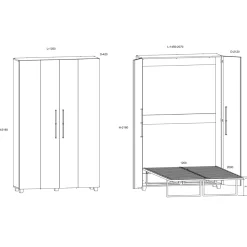 Garnero Arredamenti Letti Per Cameretta|Letti A Scomparsa-Letto a scomparsa verticale 120x200cm piazza e mezza sonoma Calvin Gihome® Rovere