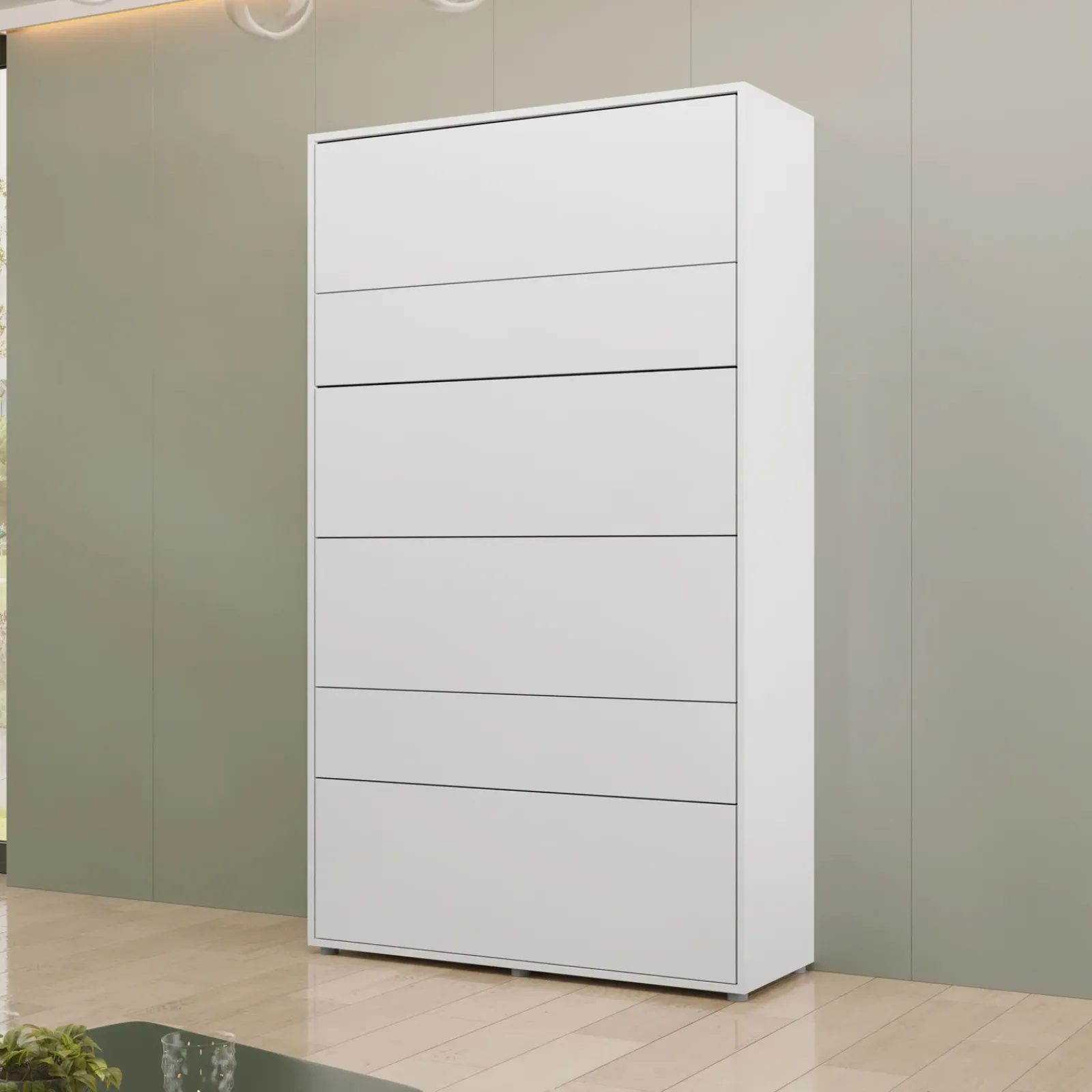 Garnero Arredamenti Letti A Scomparsa|Letti Piazza E Mezza-Letto a scomparsa verticale 120x200 cm una piazza e mezza bianco Camelio