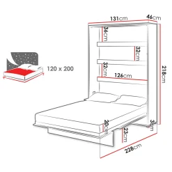 Garnero Arredamenti Letti A Scomparsa|Letti Piazza E Mezza-Letto a scomparsa verticale 120x200 cm una piazza e mezza bianco Camelio