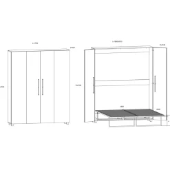 Garnero Arredamenti Letti A Scomparsa|Letti Matrimoniali-Letto a scomparsa verticale 160x200cm matrimoniale sonoma Calvin Gihome® Rovere