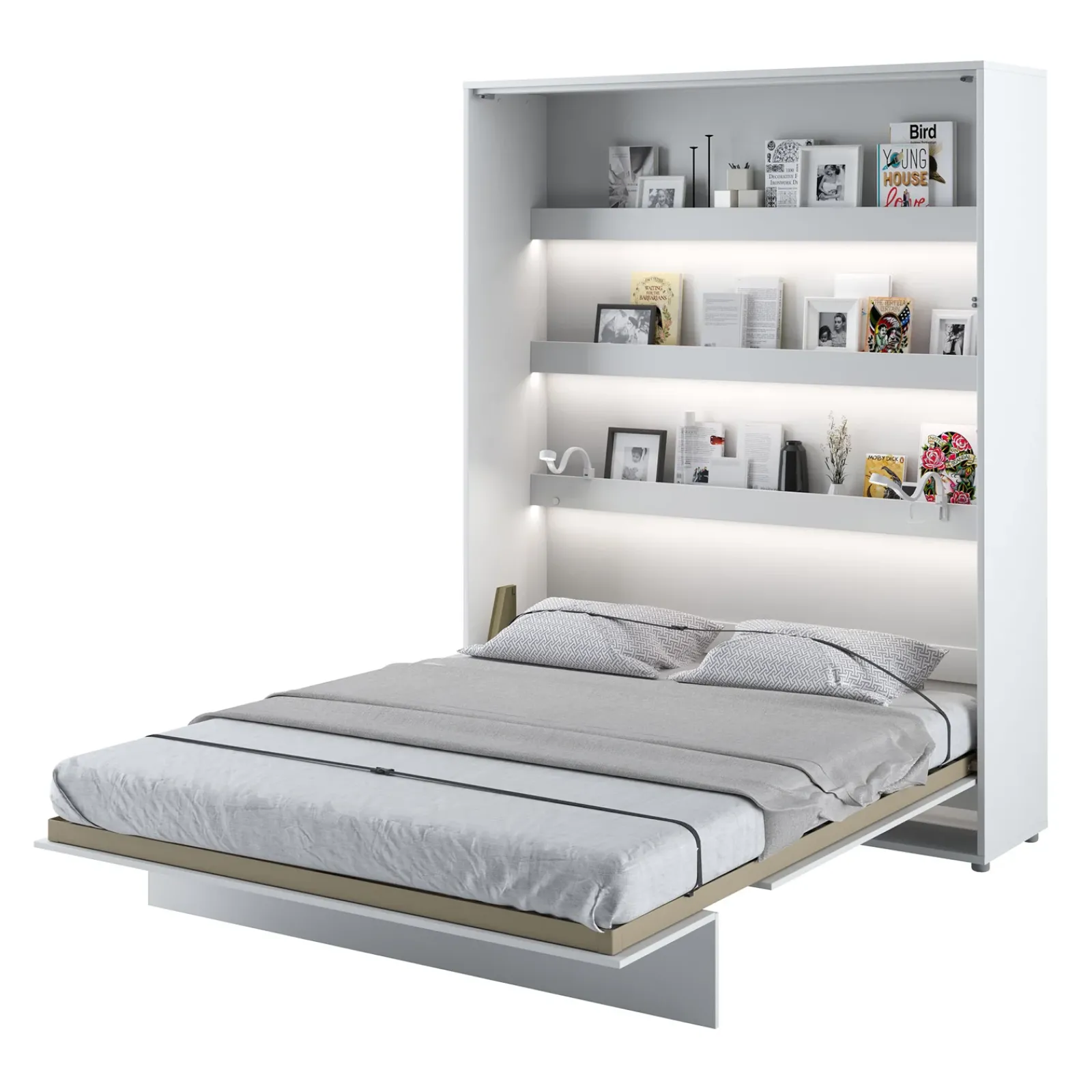 Garnero Arredamenti Letti A Scomparsa|Letti Matrimoniali-Letto a scomparsa verticale 160x200 cm matrimoniale bianco Camelio