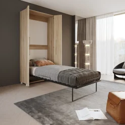 Garnero Arredamenti Letti Per Cameretta|Letti A Scomparsa-Letto a scomparsa verticale 90x200cm singolo sonoma Calvin Gihome® Rovere