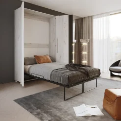 Garnero Arredamenti Letti Per Cameretta|Letti A Scomparsa-Letto a scomparsa verticale 120x200cm piazza e mezza bianco pino Calvin Gihome® Bianco Frassinato