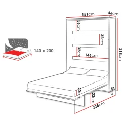 Garnero Arredamenti Letti A Scomparsa|Letti Alla Francese-Letto a scomparsa verticale 140x200 cm alla francese bianco Camelio