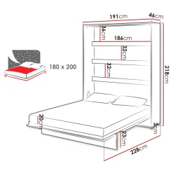Garnero Arredamenti Letti Oversize-Letto a scomparsa verticale 180x200 cm matrimoniale oversize bianco Camelio