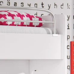 Garnero Arredamenti Letti A Castello|Letti A Castello-Letto a soppalco con armadio 254x120cm bianco rosa Simone Gihome® Bianco Lucido - Rosa