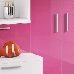 Garnero Arredamenti Letti A Castello|Letti A Castello-Letto a soppalco con armadio 254x120cm bianco rosa Simone Gihome® Bianco Lucido - Rosa