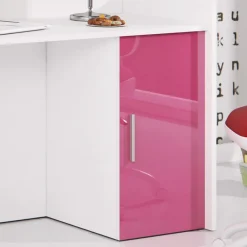 Garnero Arredamenti Letti A Castello|Letti A Castello-Letto a soppalco con armadio 254x120cm bianco rosa Simone Gihome® Bianco Lucido - Rosa