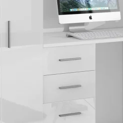 Garnero Arredamenti Letti A Castello|Letti A Castello-Letto a soppalco con armadio 324x180cm bianco 2 letti Diego Gihome® Bianco Lucido