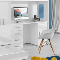 Garnero Arredamenti Letti A Castello|Letti A Castello-Letto a soppalco con armadio 324x180cm bianco 2 letti Diego Gihome® Bianco Lucido